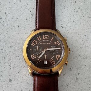 Michael Kors Gold and Brown Chronograph Watch